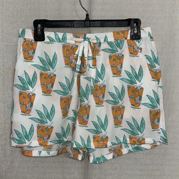 Bouffants & Broken Hearts L White Teal Orange Lemonade Print PJ Short Set - Picture 12 of 16